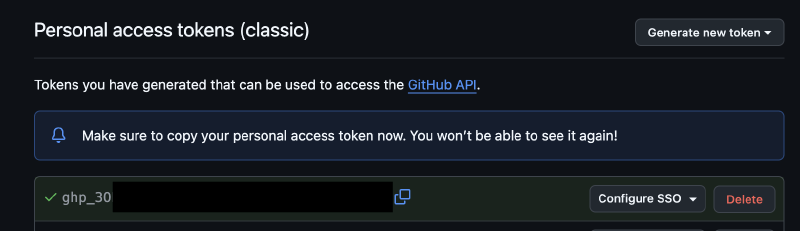 GH Personal Access Token Creation - 2